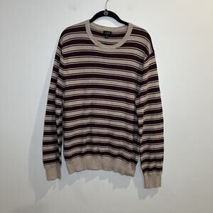 J. Crew Cotton Crewneck Sweater‎ In Striped Garter Stitch Men’s Size Medium